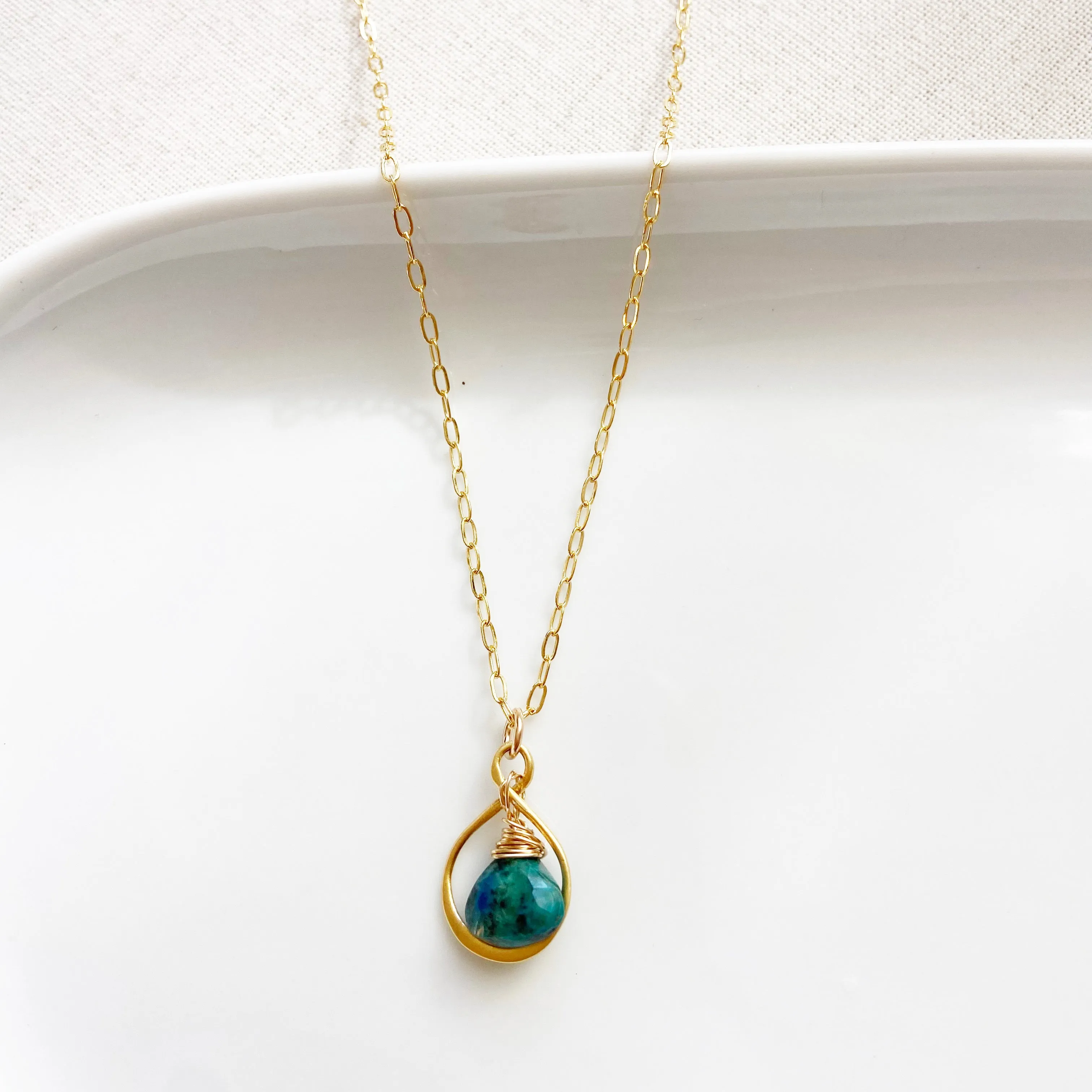 Chrysocolla Teardrop Infinity Necklace