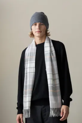 Contemporary Check Cashmere Scarf - Moonshadow