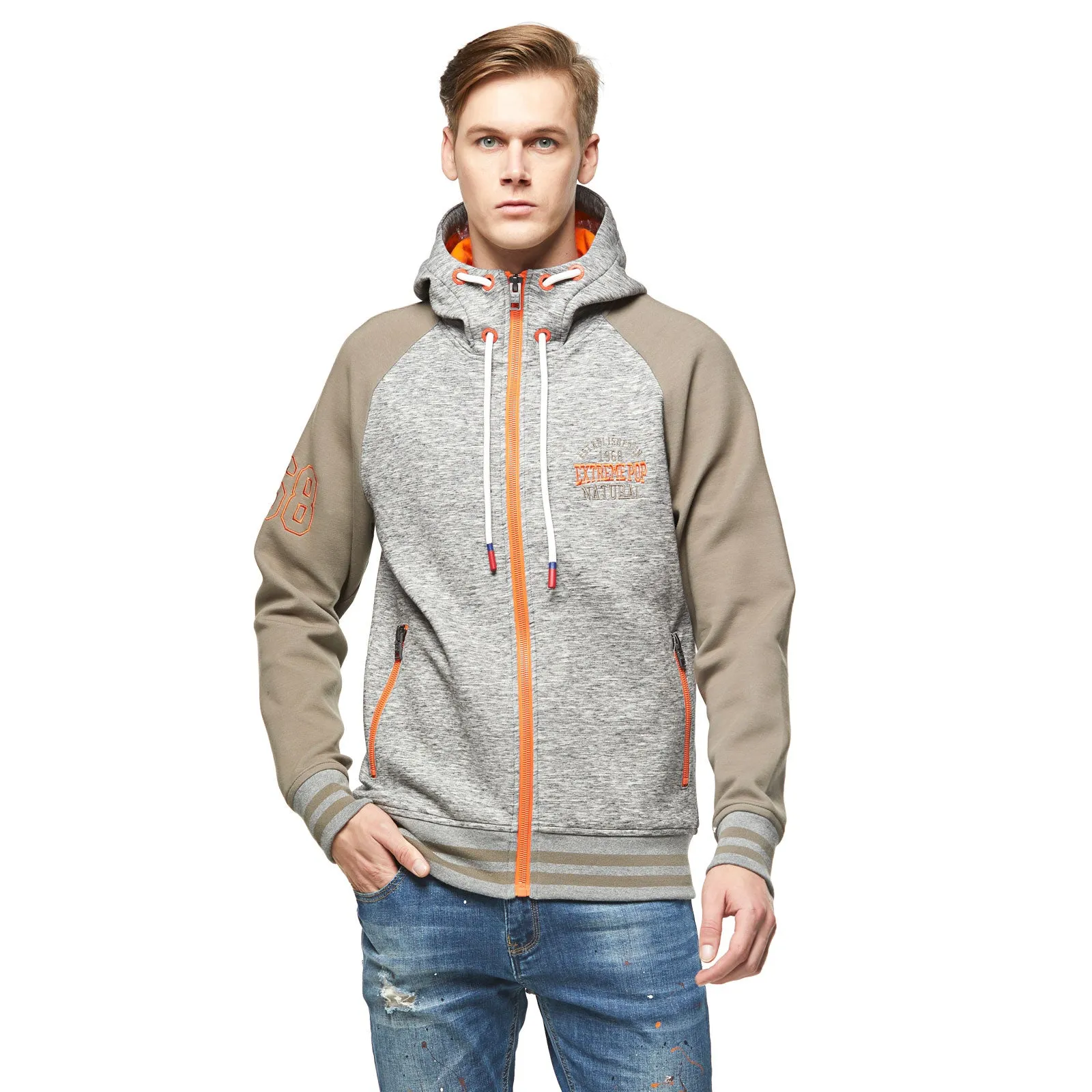 Contrast stretch Scuba Hoodie Sweatshirt