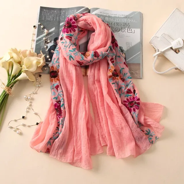 Cotton Vintage Floral Printed Scarf Bandana Shawl #9102