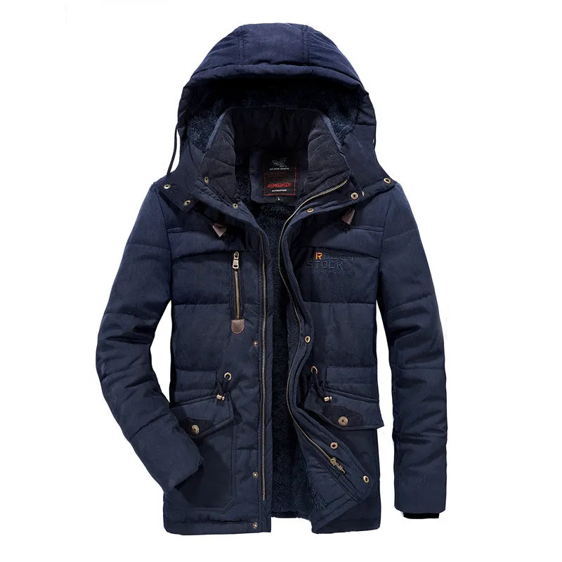 Dad loaded men's jacket cotton coat long XL jacket winter plus velvet thickened middle-aged cotton clothes