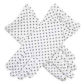 Dents Eugenie Spotted Cuff Bow Cotton Gloves - White/Navy