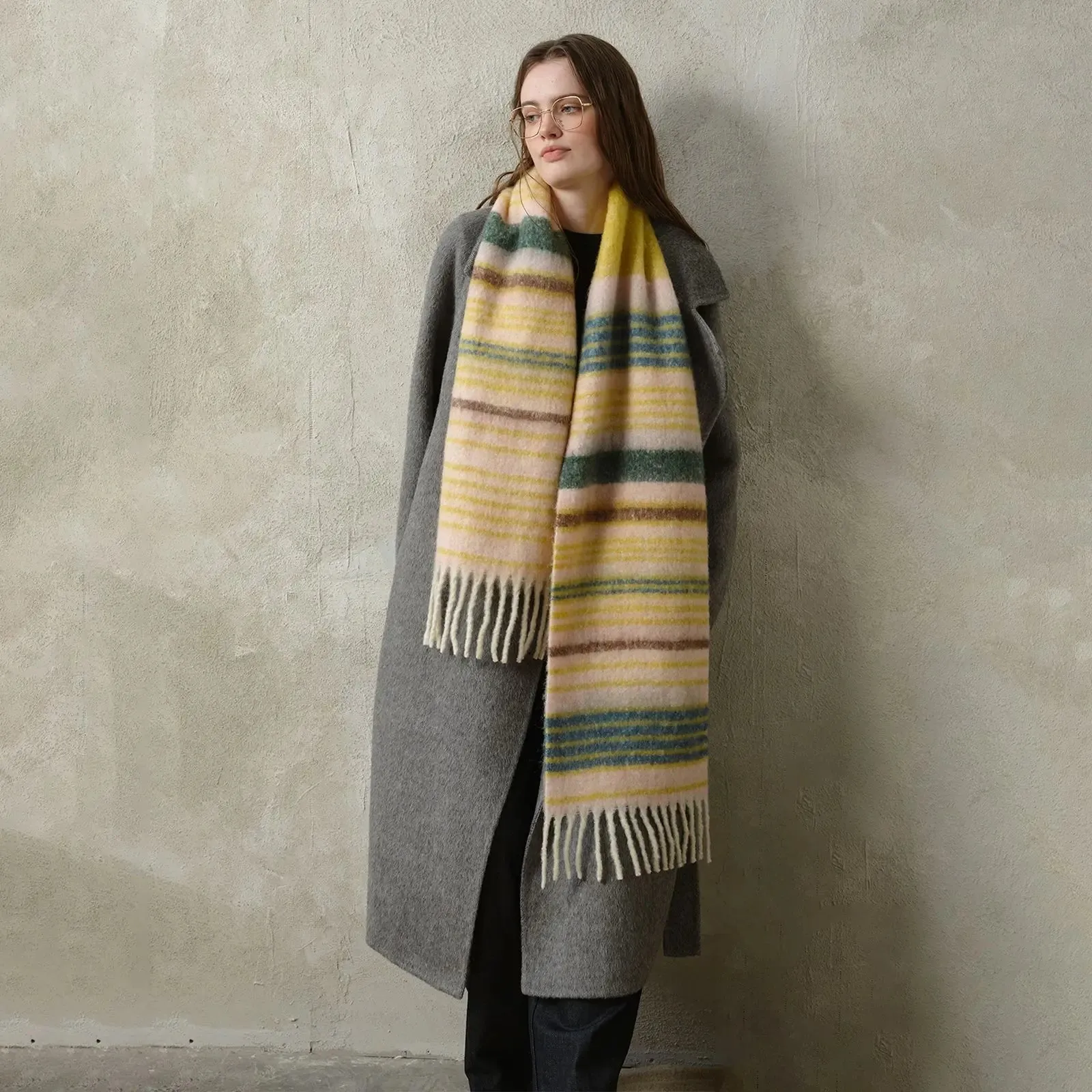 Design Blend Saturn Striped Winter Women's Thickened Imitation Scarf