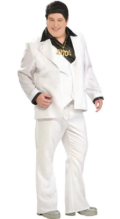 Disco Fever Plus Size Mens Retro White Costume