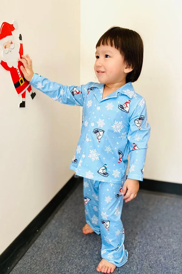 DLH2810 Winter/Fall snowflake Christmas kids pajamas sets wholesale