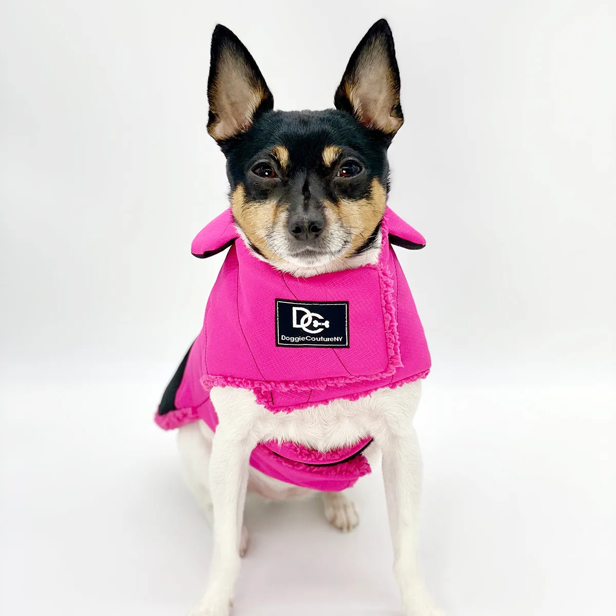 DoggieCoutureNY Water Resistant Pink & Black Coat