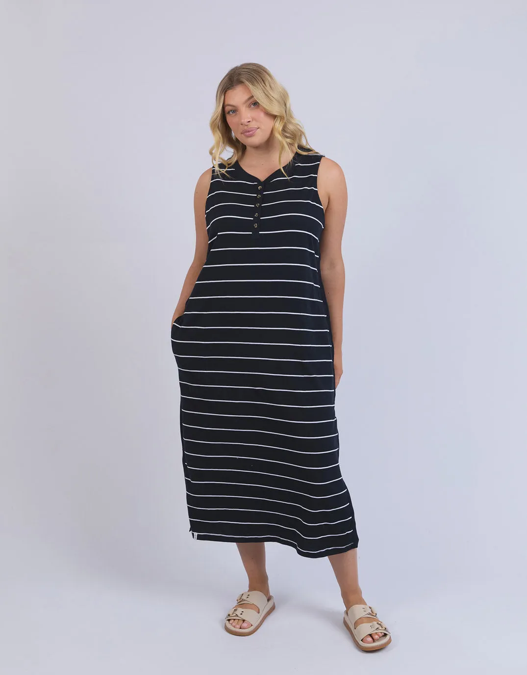 Elysian Dress - Navy And White Stripe