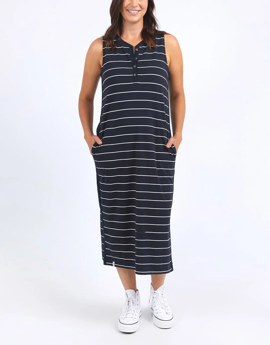 Elysian Dress - Navy And White Stripe