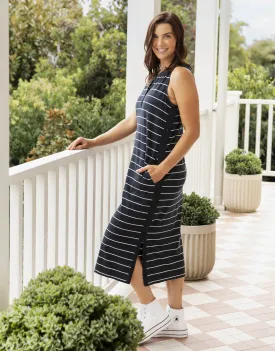 Elysian Dress - Navy And White Stripe