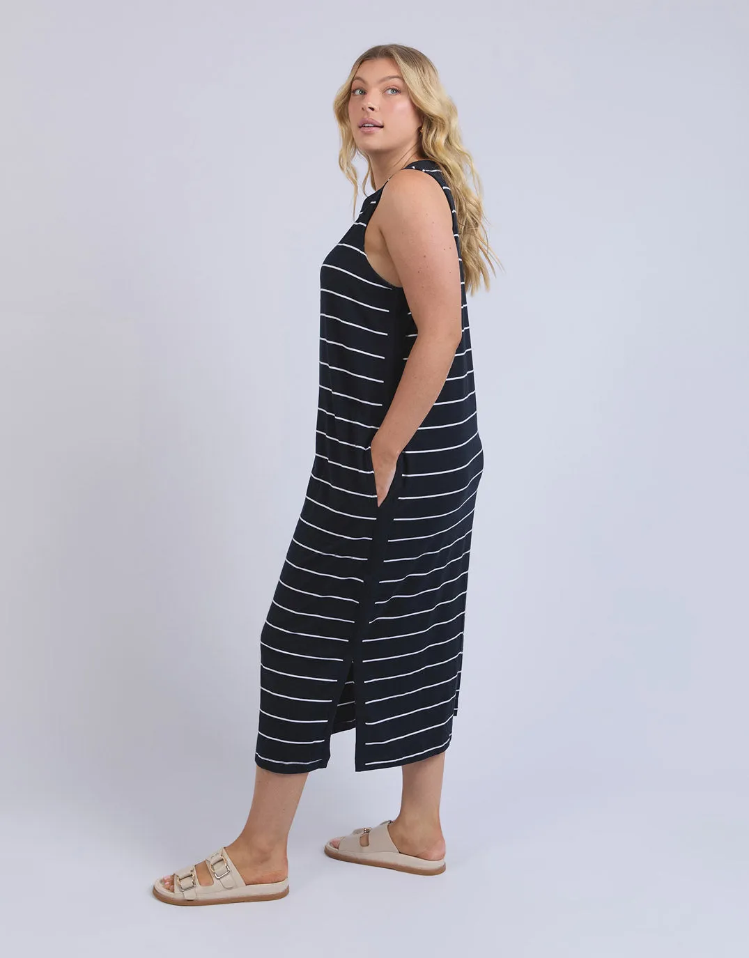 Elysian Dress - Navy And White Stripe