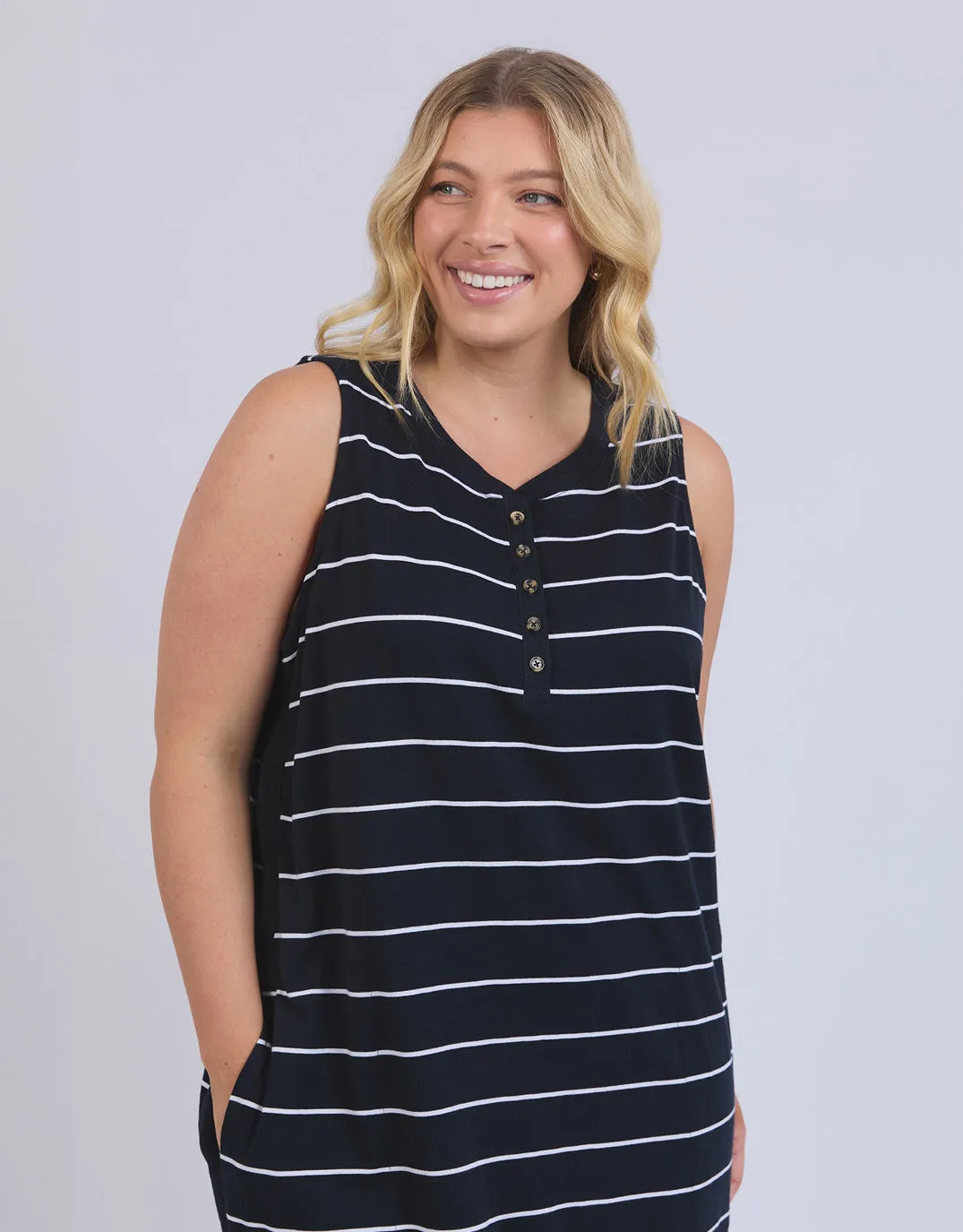 Elysian Dress - Navy And White Stripe