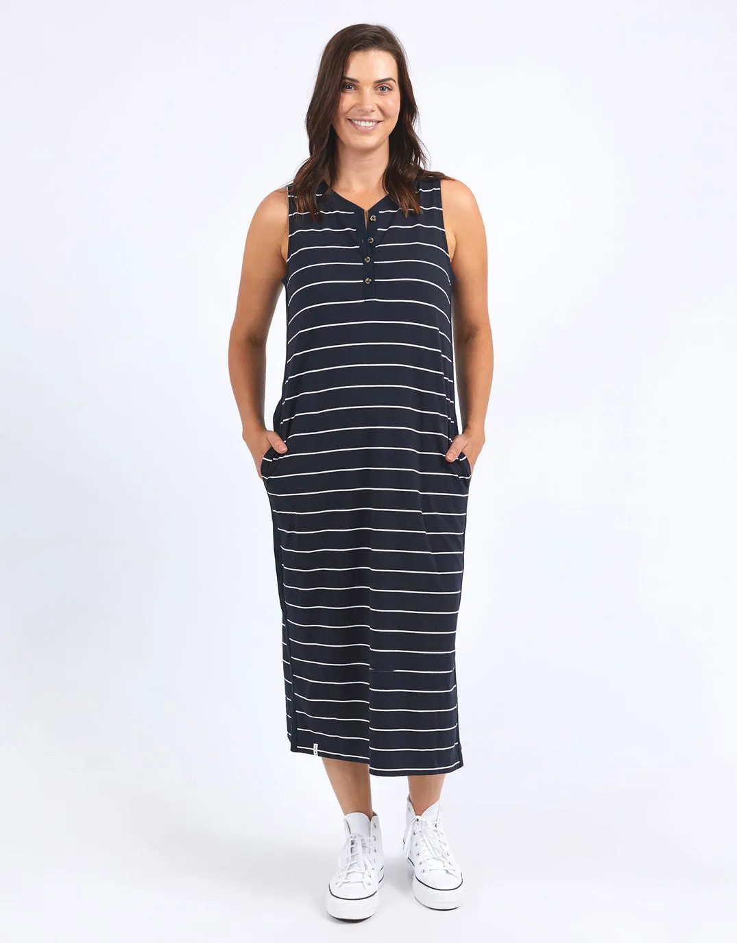 Elysian Dress - Navy And White Stripe