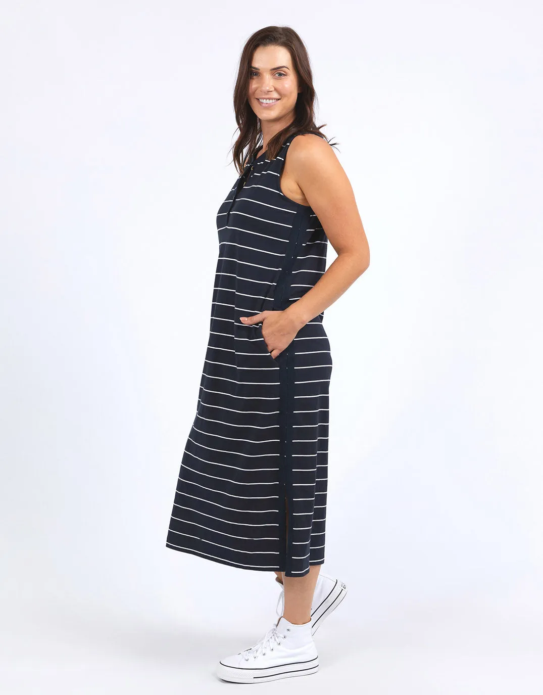 Elysian Dress - Navy And White Stripe