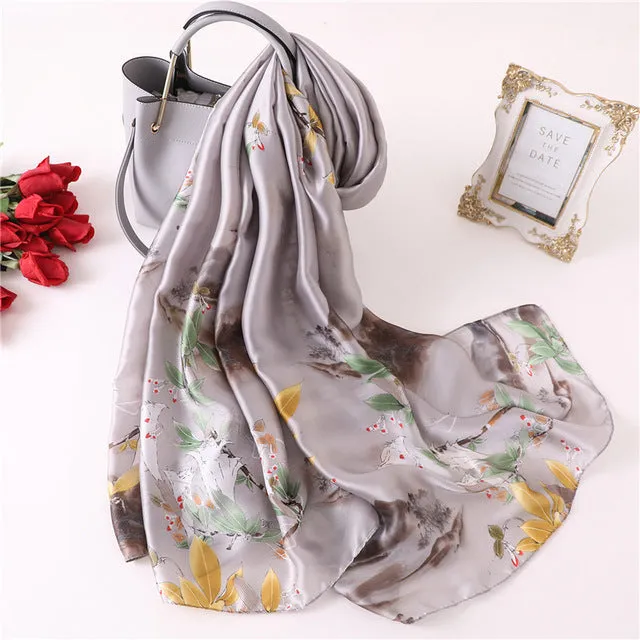 Fashion Silk Scarf Floral Printed Bandana Shawl #2099