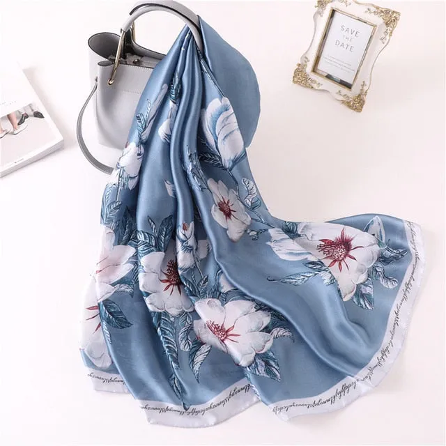 Fashion Silk Scarf Floral Printed Bandana Shawl #2099