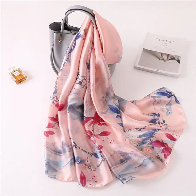 Fashion Silk Scarf Floral Printed Bandana Shawl #2099