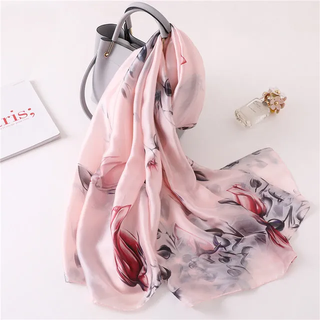 Fashion Silk Scarf Floral Printed Bandana Shawl #2099