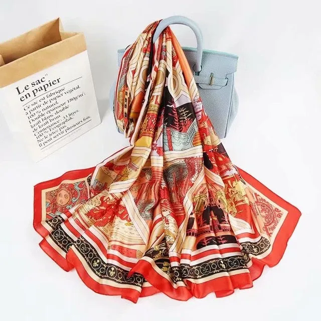 Fashion Silk Scarf Printed Bandana Shawl #LZ024