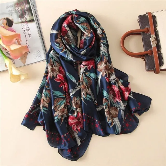 Fashion Silk Scarf Printed Bandana Shawl #LZ024