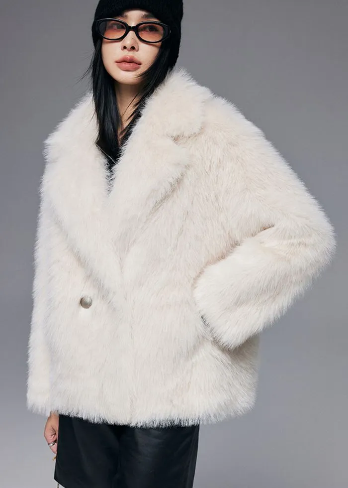 Faux Fox Fur Two Button Short Coat