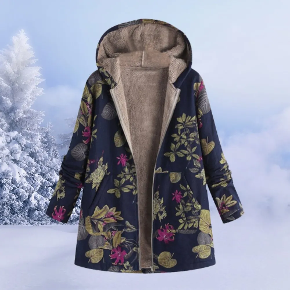 Floral Hooded Winter Coat