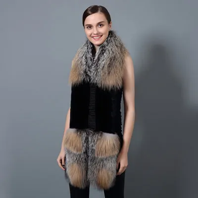 Fox Fur & Rex Rabbit Fur Patchwork Scarves