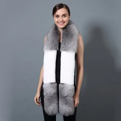 Fox Fur & Rex Rabbit Fur Patchwork Scarves