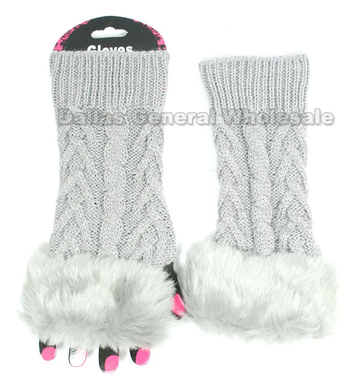 Girls Fashion Half Gloves with Fur Wholesale