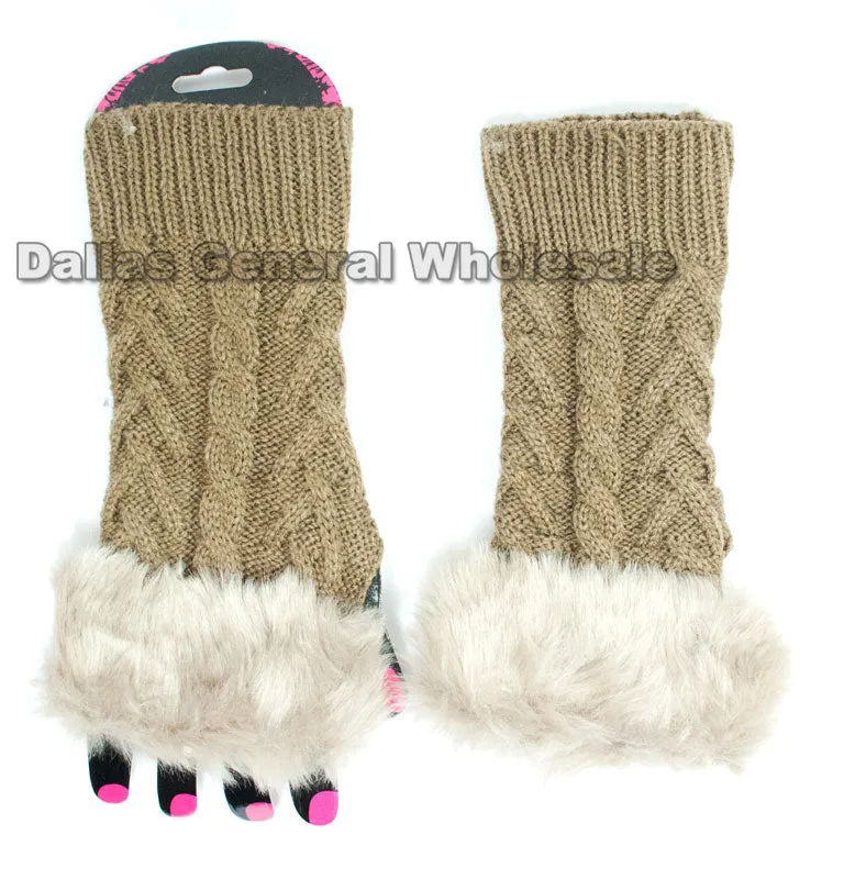 Girls Fashion Half Gloves with Fur Wholesale