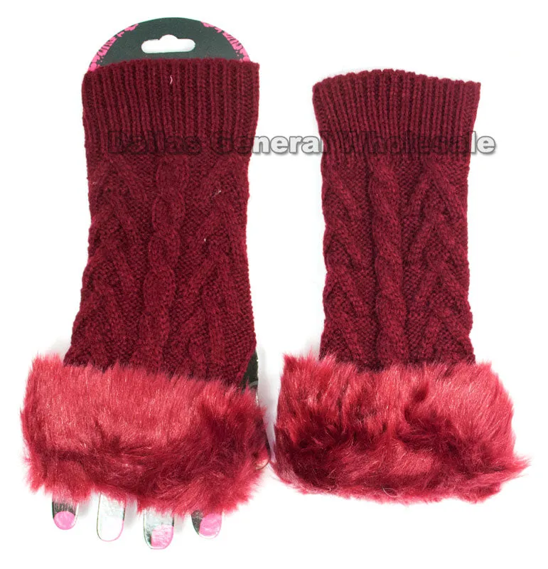 Girls Fashion Half Gloves with Fur Wholesale