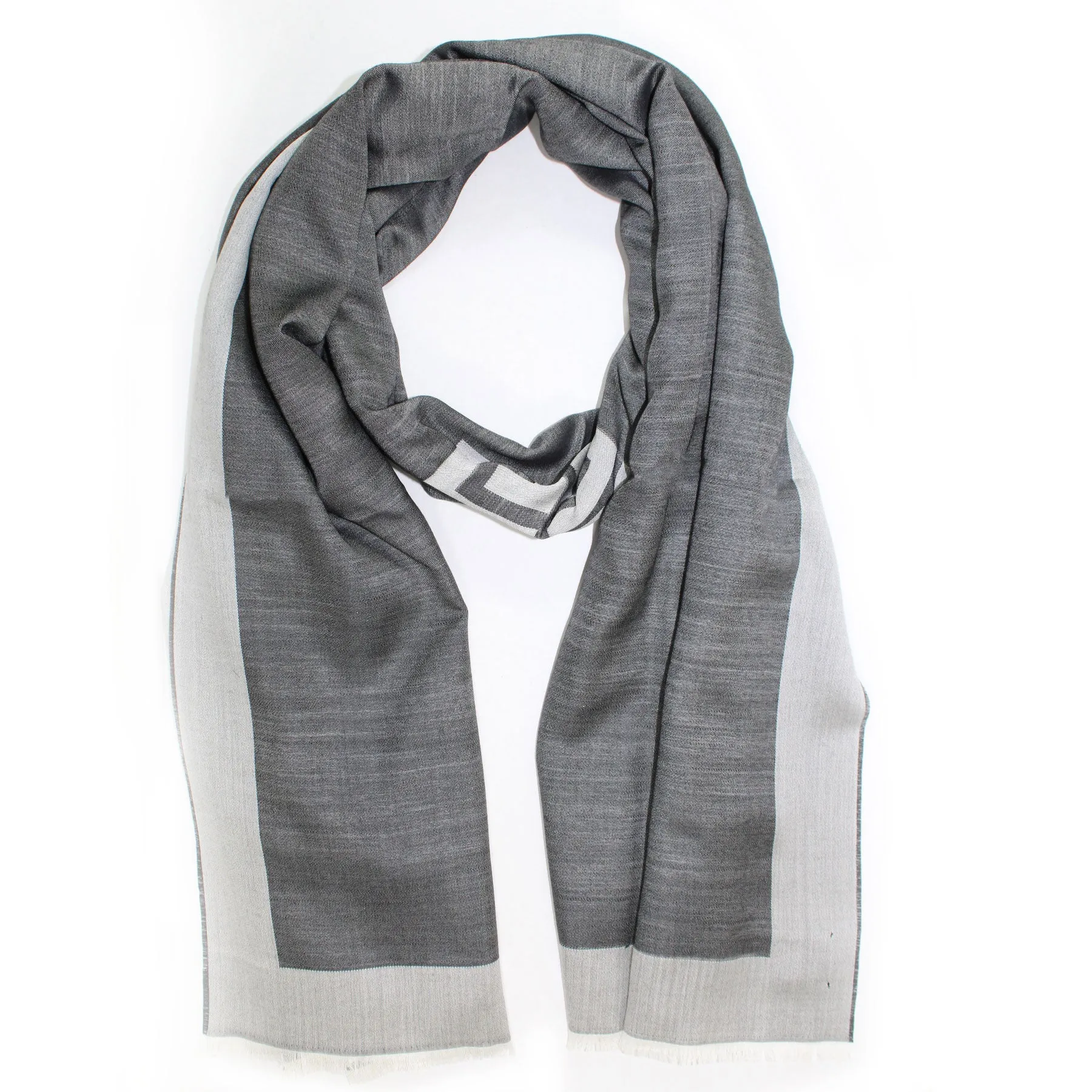 Givenchy Scarf Black Gray Logo Design - Lightweight Wool Silk Shawl SALE