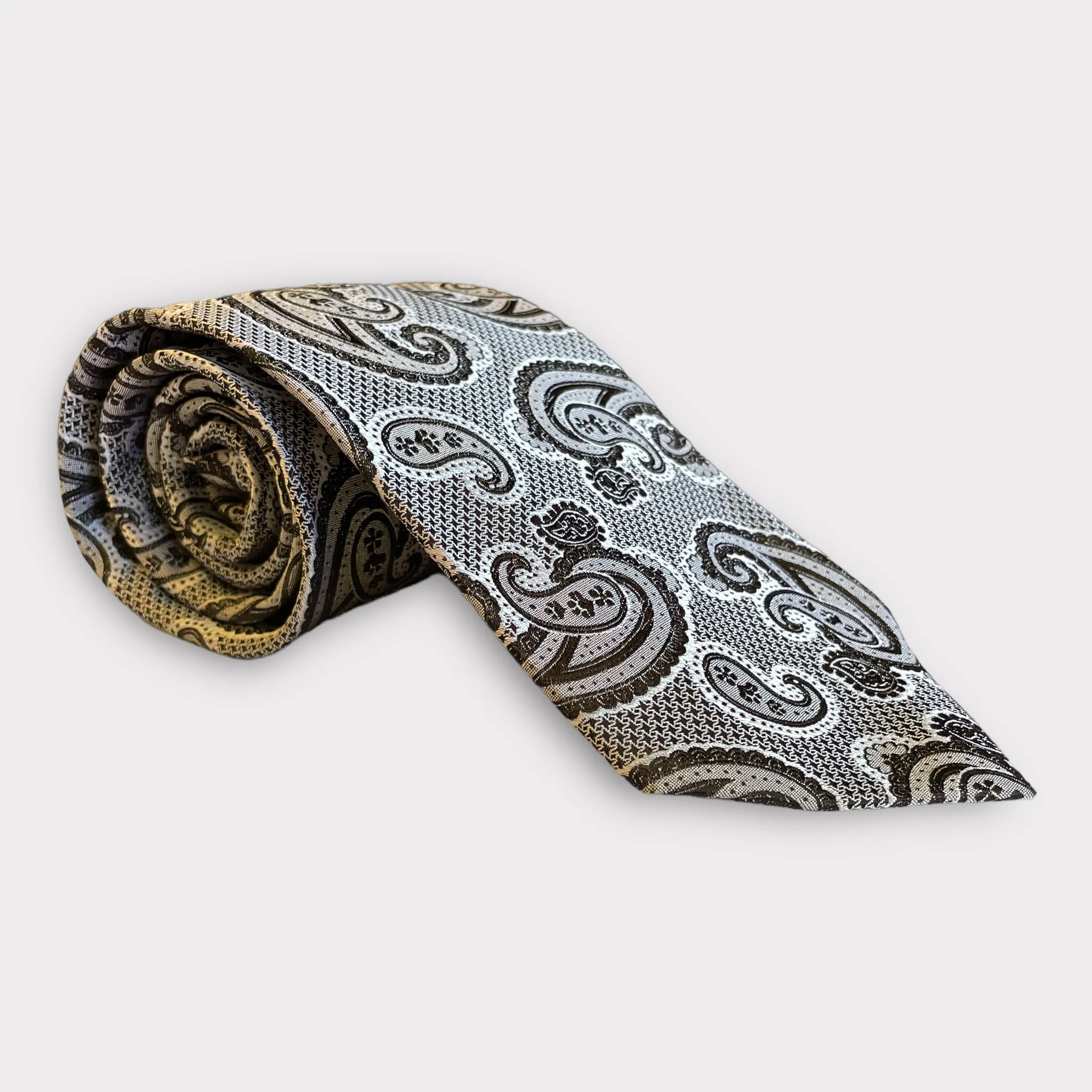 Grey Paisley Thick Tie