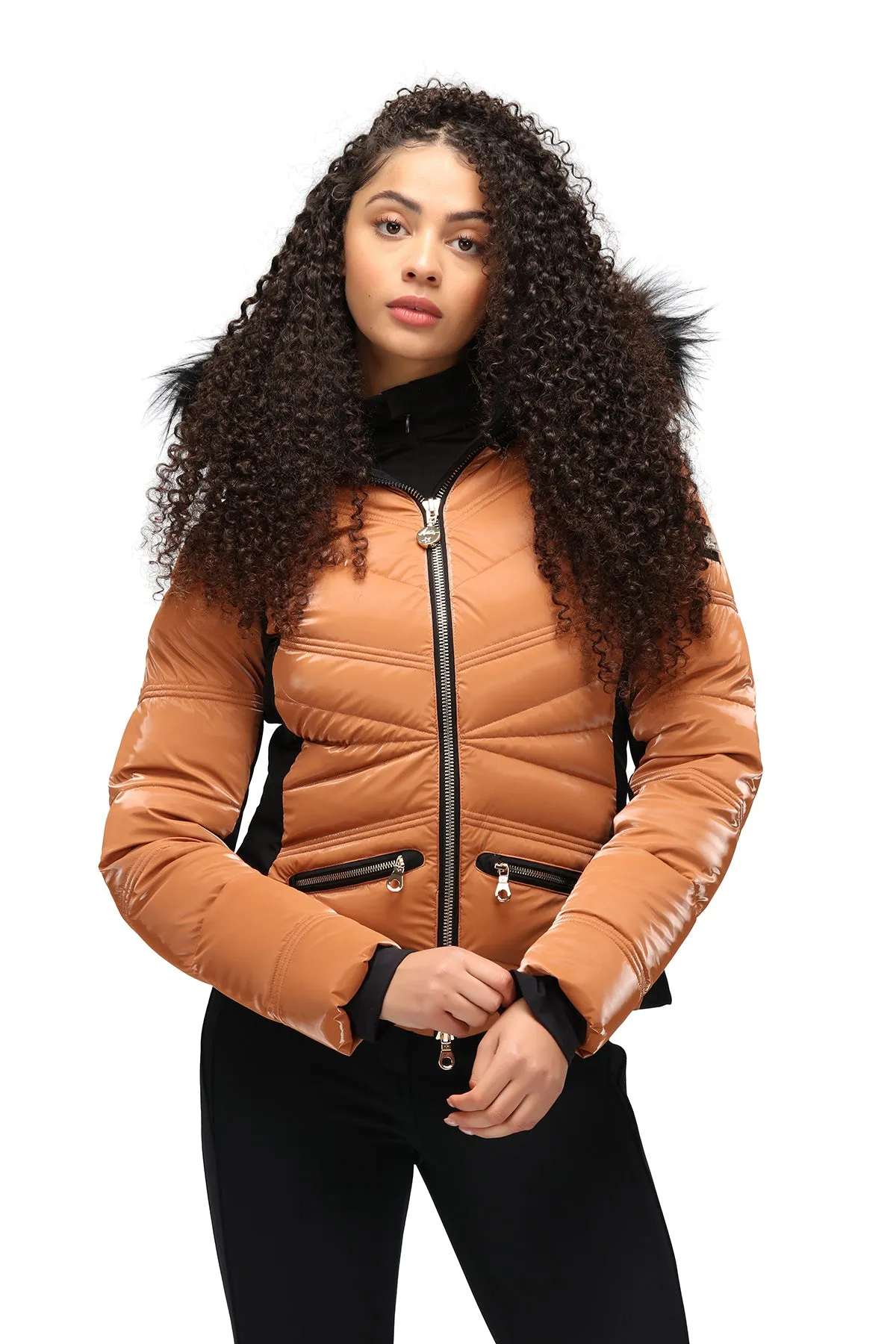 High Society Alyssa Marone Down Ski Jacket with Faux Fur Hood