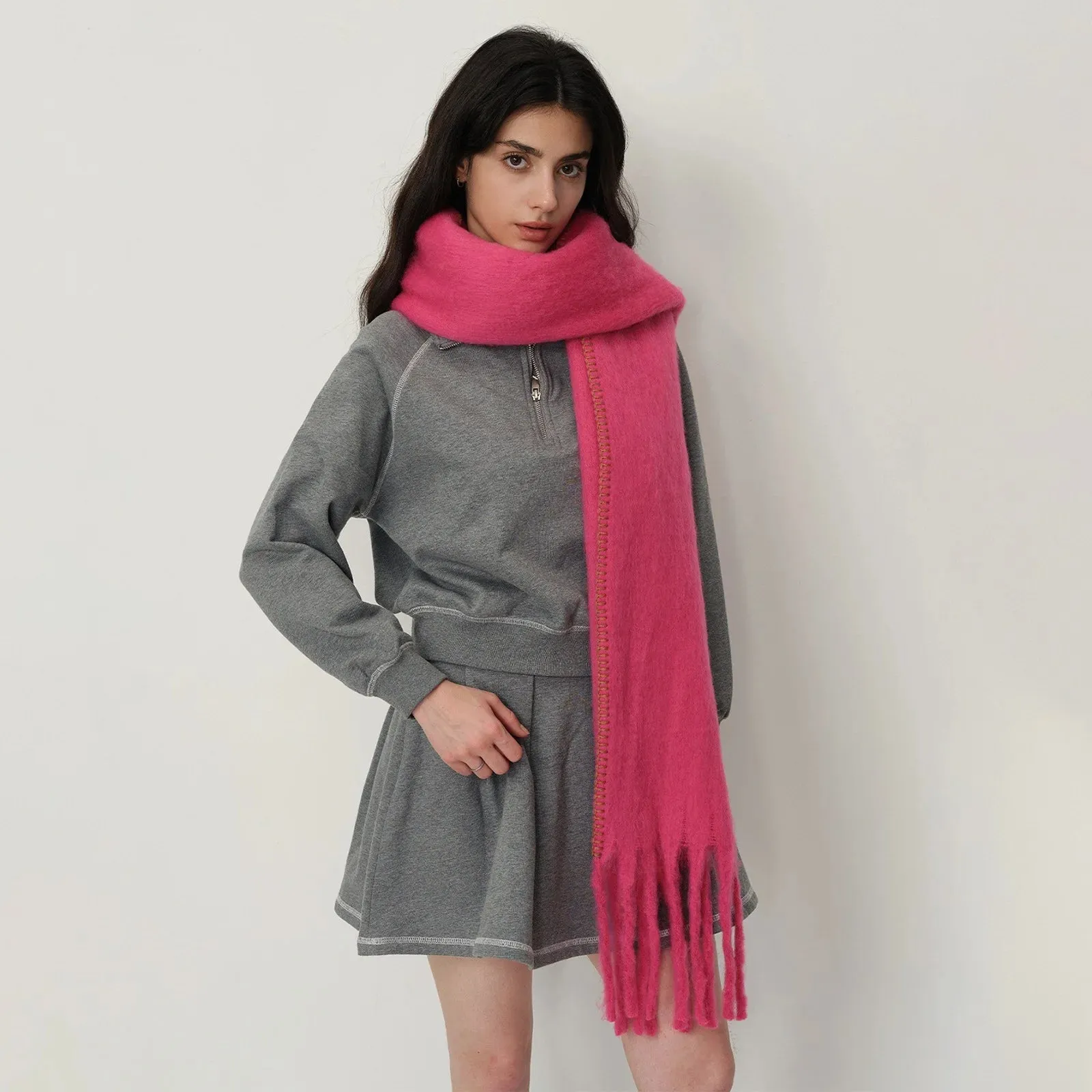 Homemade Design Thick Elegant Minimalist Imitation Cashmere Overlock Scarf