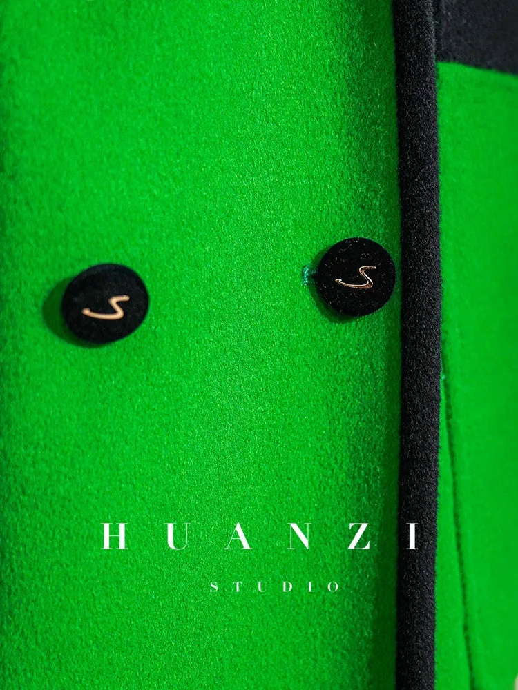 Huanzi high-definition Australian wool design sense mid-length double-sided woolen coat- Calisa