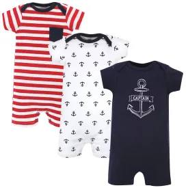 Hudson Baby Cotton Rompers, Captain