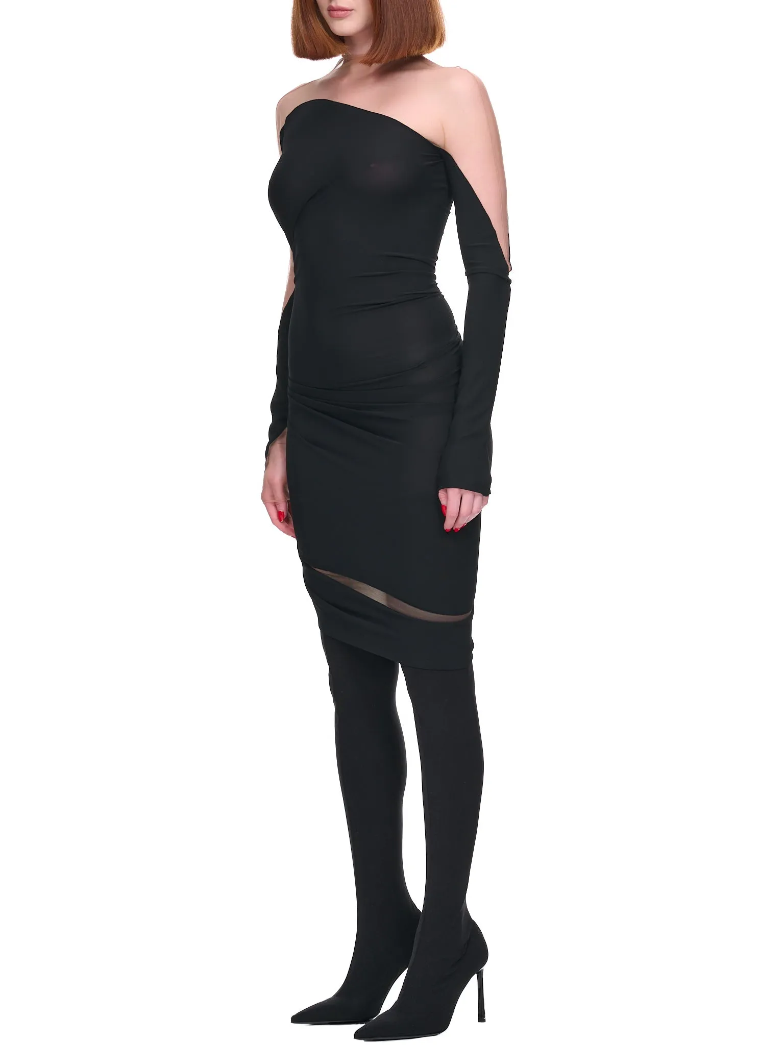 Impossible Neckline Dress (1RO147460A-19991-BLACK-NUDE-01)