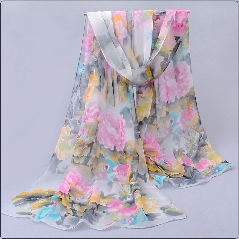 India hot sale new women for 4 seasons scarves polka velvet chiffon bohemia flower fashion summer