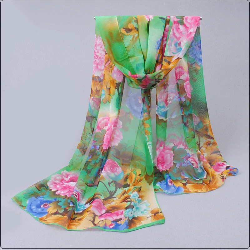 India hot sale new women for 4 seasons scarves polka velvet chiffon bohemia flower fashion summer