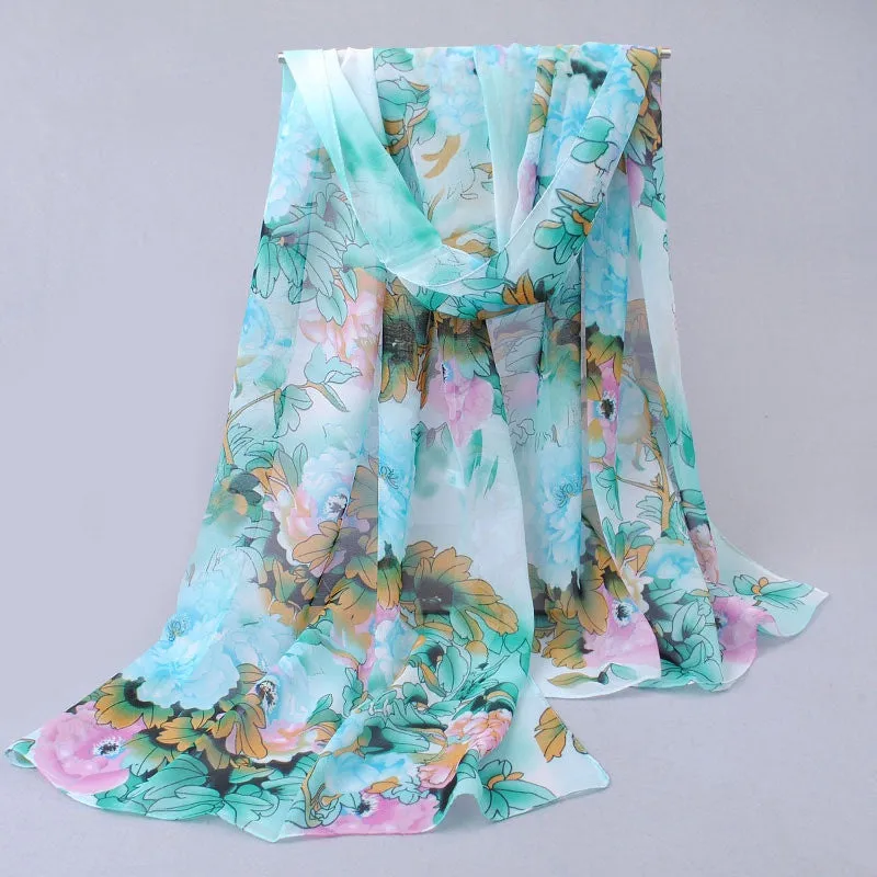 India hot sale new women for 4 seasons scarves polka velvet chiffon bohemia flower fashion summer