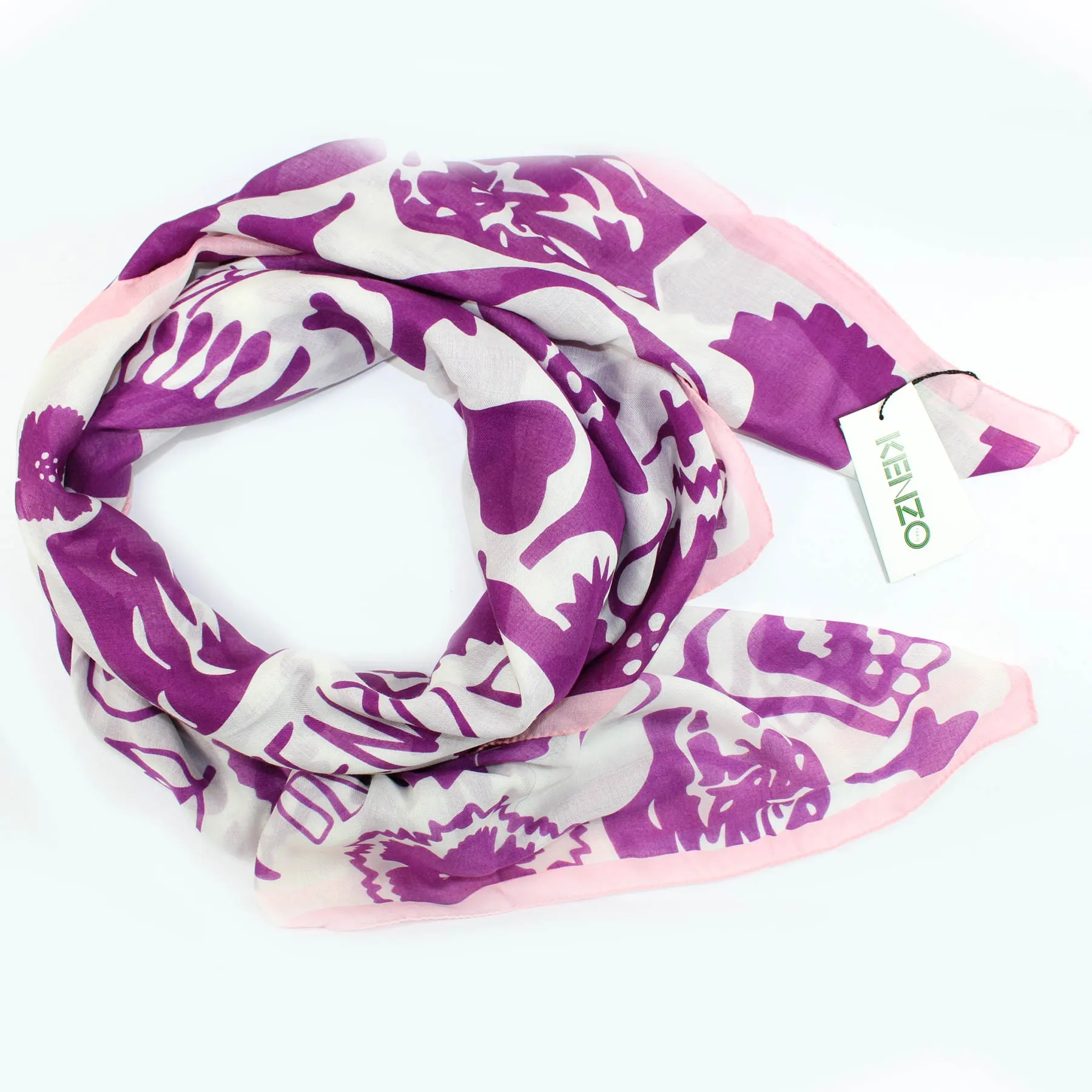 Kenzo Scarf Magenta Pink Signature - Extra Large Square Modal Wool Wrap SALE