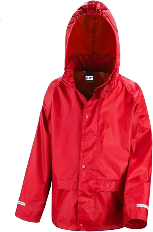 Kids Waterproof Rain Jacket In Black, Pink, Red or Royal Blue Childs Childrens Boys Girls