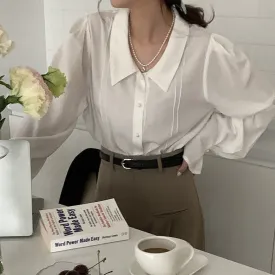 [Korean Style] Chelsea Collared Puff Sleeve Button-down Blouse