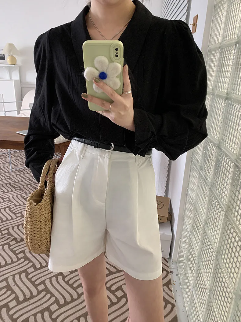 [Korean Style] Chelsea Collared Puff Sleeve Button-down Blouse