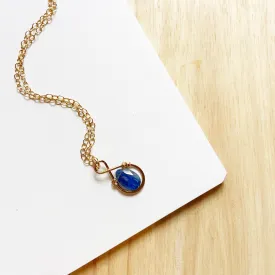 Kyanite Teardrop Infinity Necklace in Gold (19 inches)