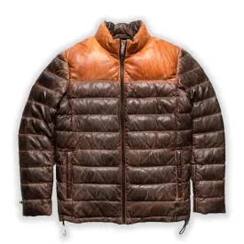 Leather Puffer Down Jacket