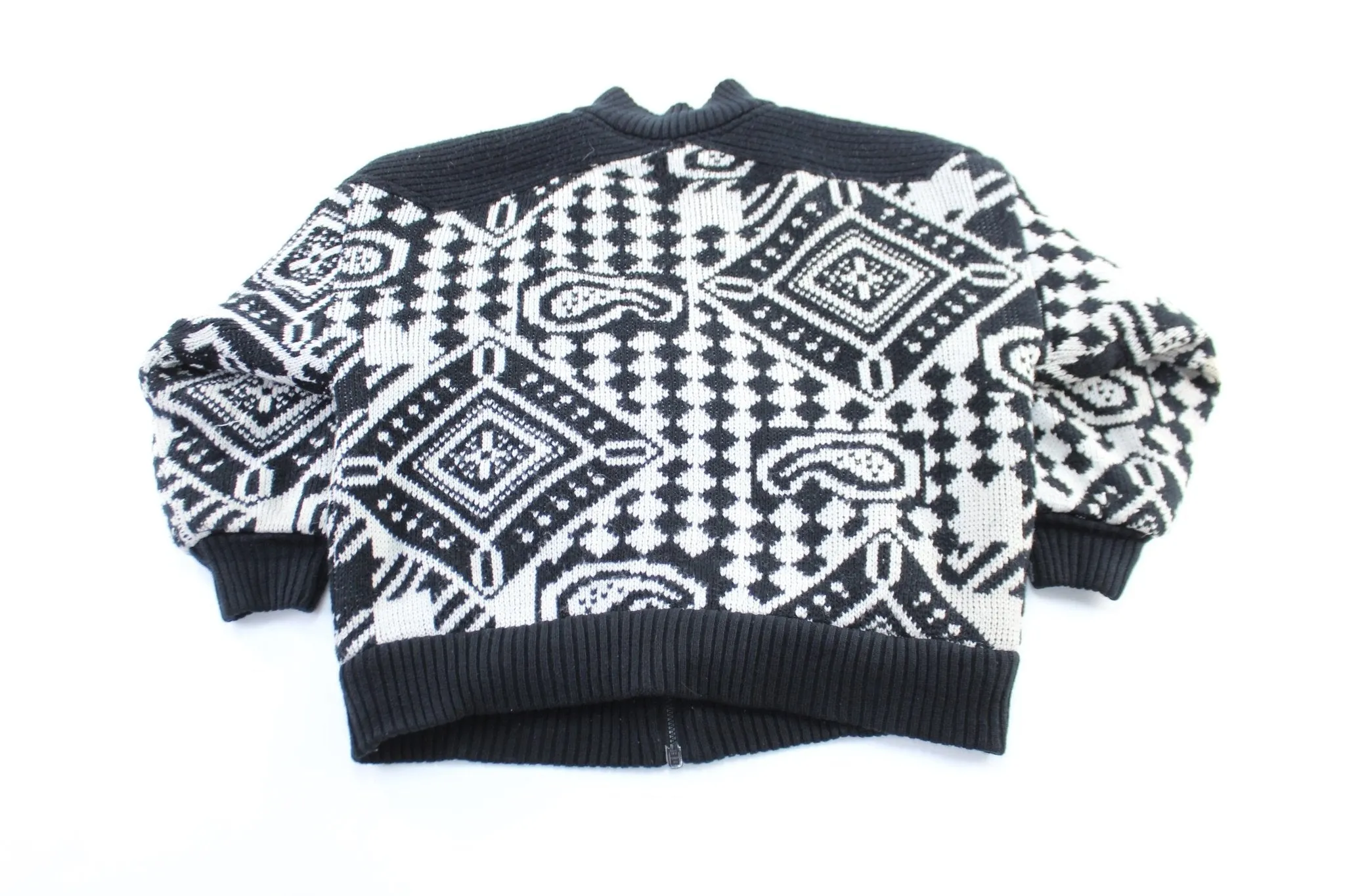 London Fog Patterned Knitted Zip Up Jacket