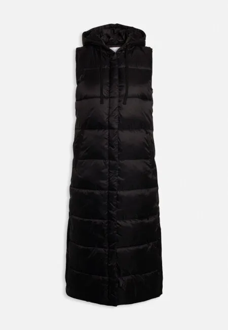 Long black puffer coat with hood