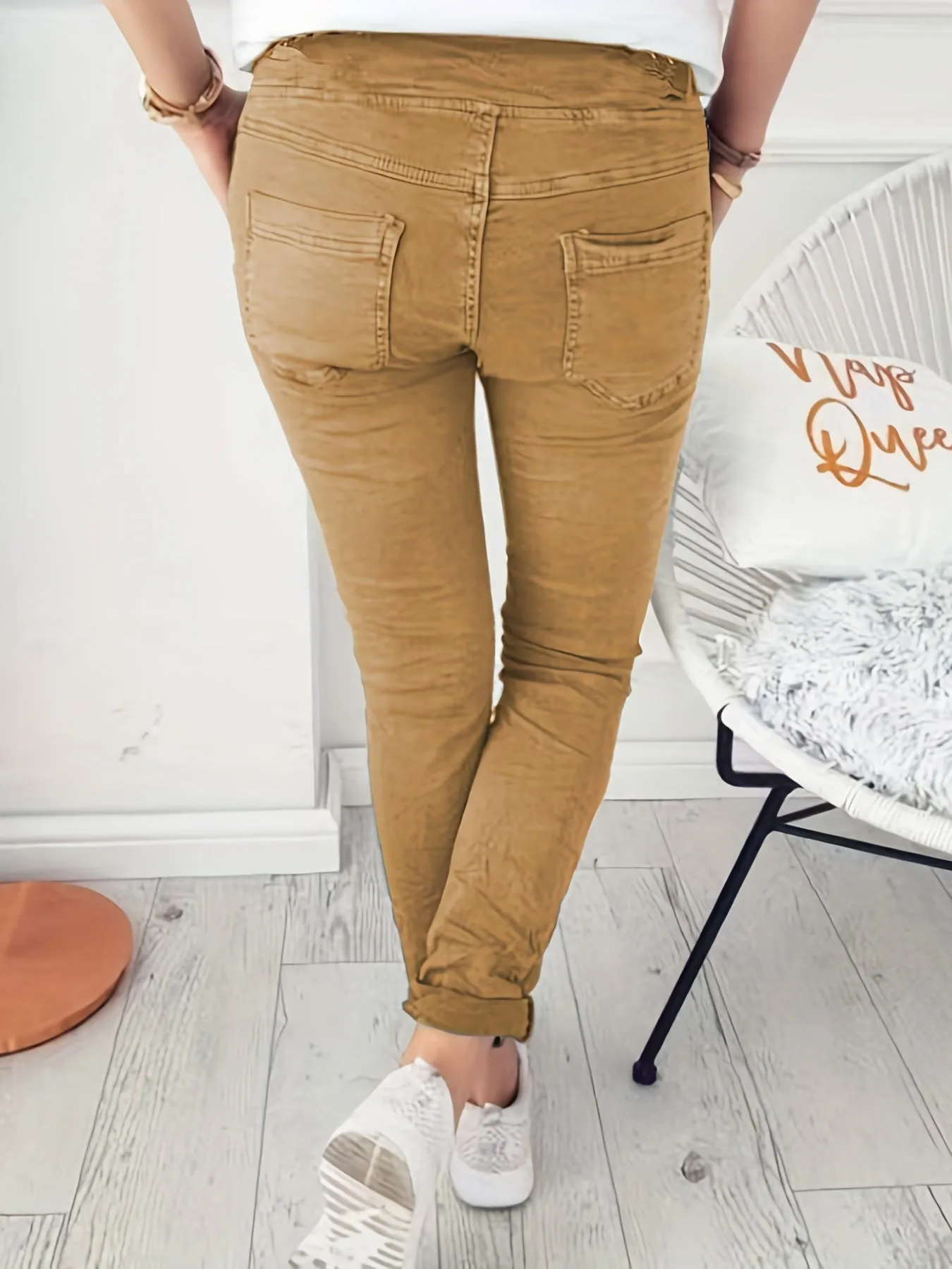 Long Length Drawstring Pants, Casual Solid Women's Clothing With Pockets