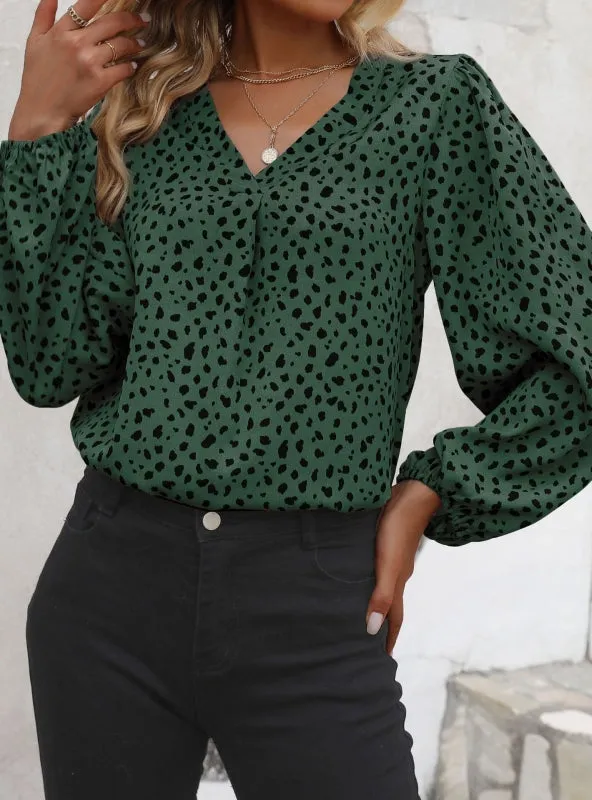 Long Sleeve V-neck Shirt Top